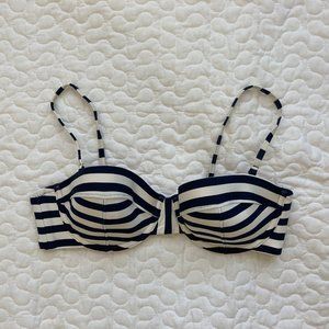 J.Crew Navy & White Striped Swimsuit Bikini Top - 34B - Multi-wear straps